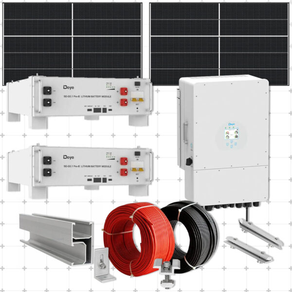 Sistem Fotovoltaic 10KW cu invertor Trifazat DEYE cu stocare LiFePo4 DEYE 10kw