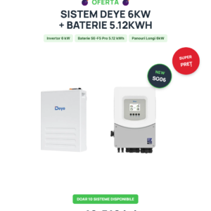 Sistem Fotovoltaic Deye 6 kW Monofazic cu Acumulator 5.12 kWh – Ofertă