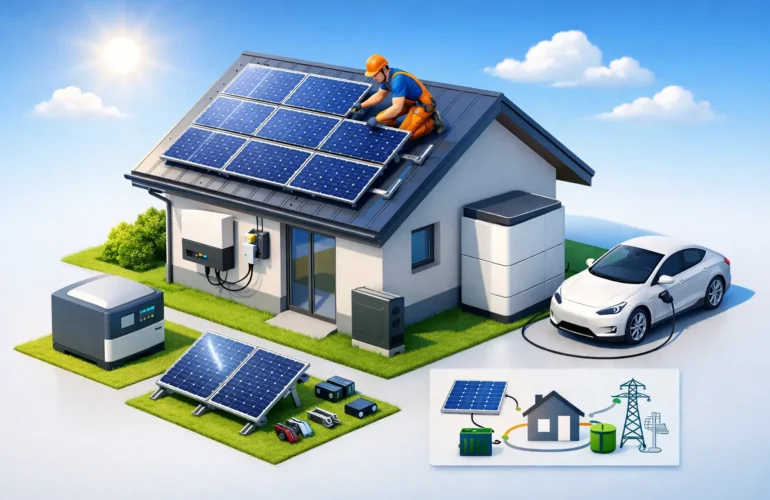 Sistem fotovoltaic cu montaj inclus explicat