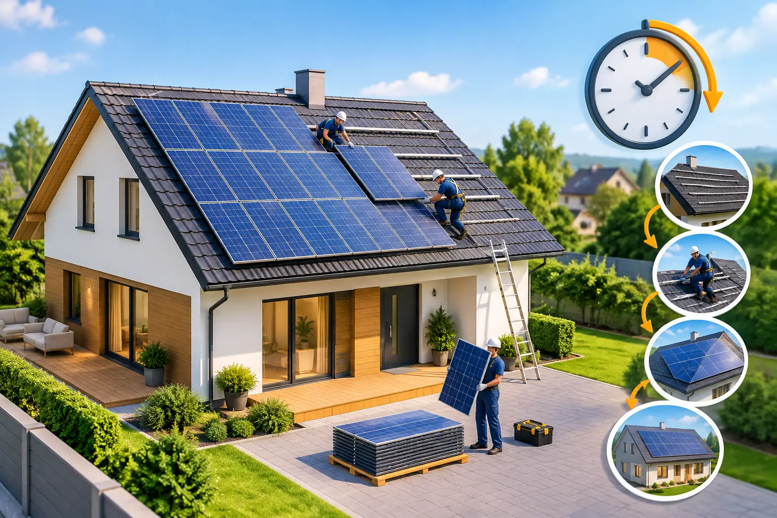 Durata montajului fotovoltaic la o casă